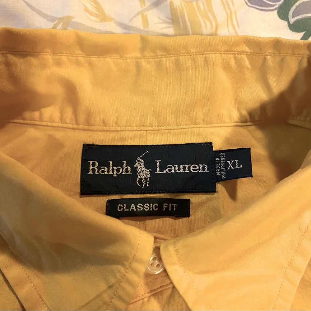 Ralph Lauren Botton Down men’s long sleeve yellow shirt size XL - Picture 5 of 9